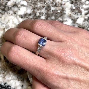 White Gold Sapphire and Diamond Ring